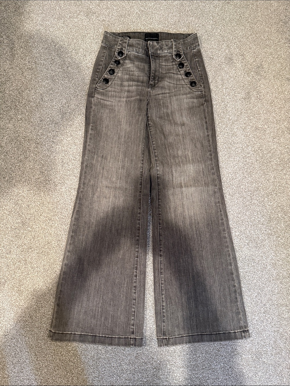 WHBM- Womens Gray Wide-Leg Jeans with Button Detail
